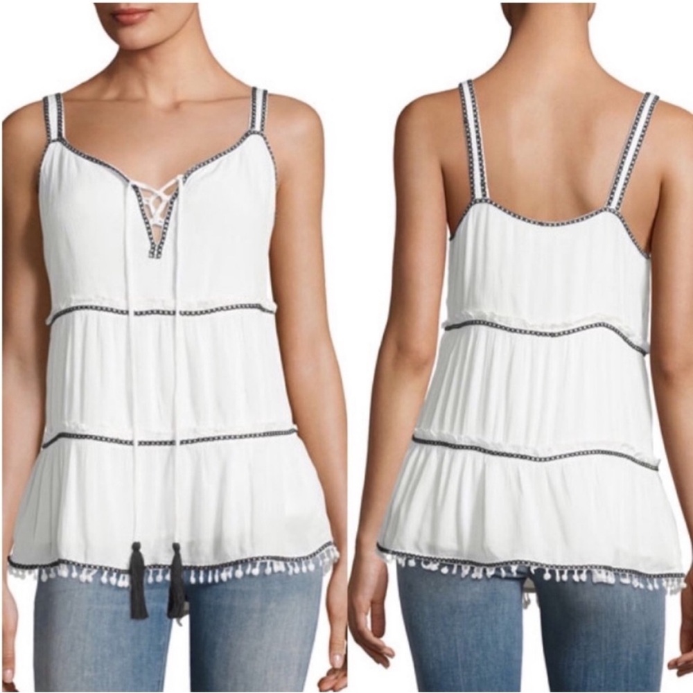 NEW Nordstrom Willow & Clay Embroidered Linen Tank Top XS